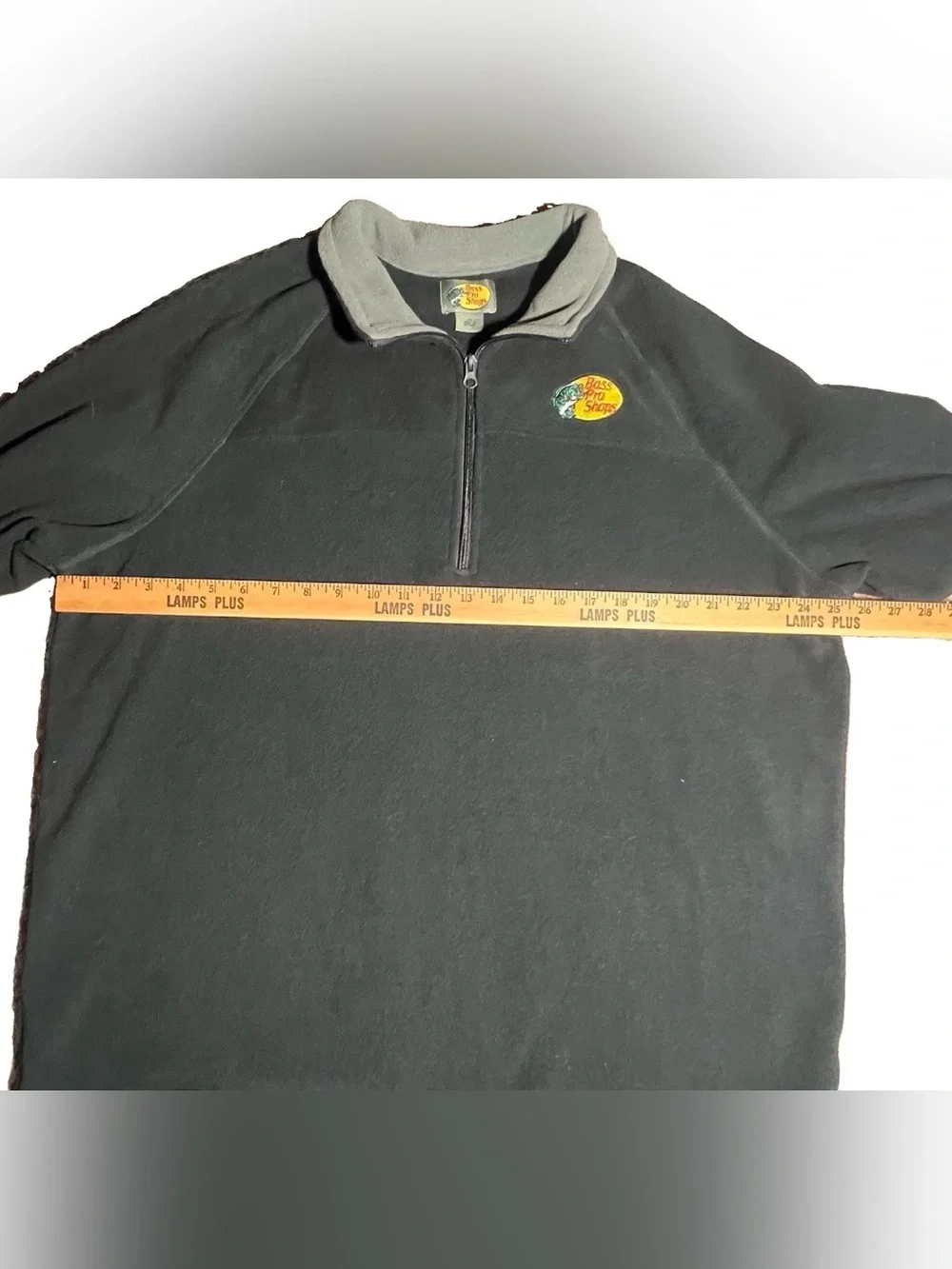 Bass Pro Shops Black Quarter-Zip Fleece with Gray Collar and Embroidered Logo